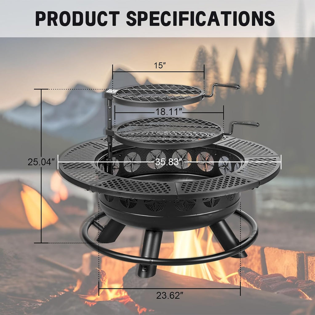 Fire Pit with 2 Cooking Grills