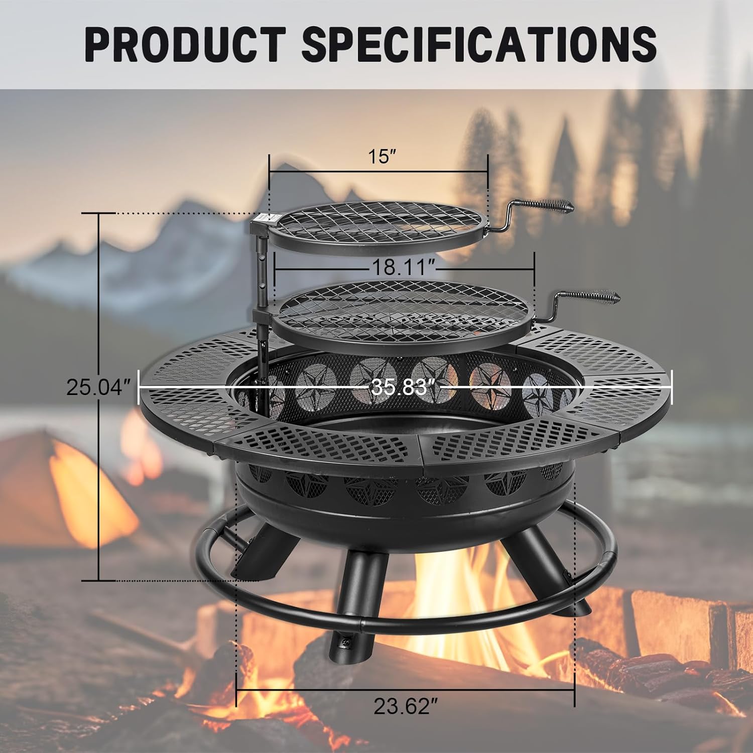 Fire Pit with 2 Cooking Grills