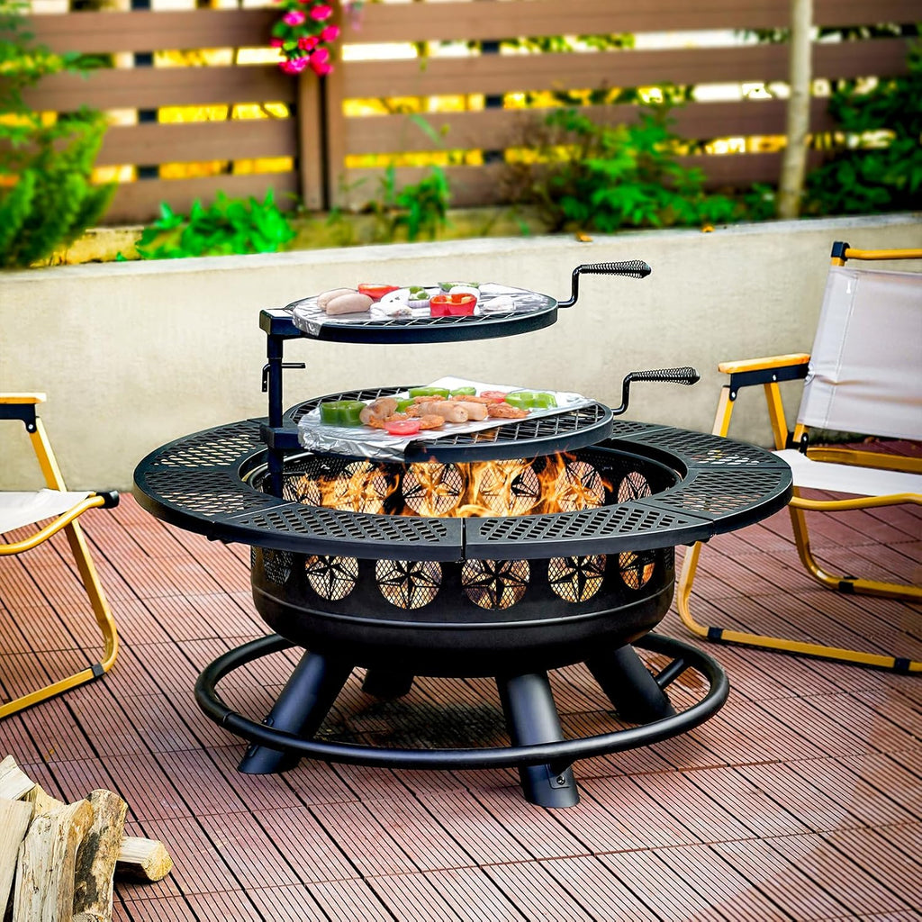 Fire Pit with 2 Cooking Grills