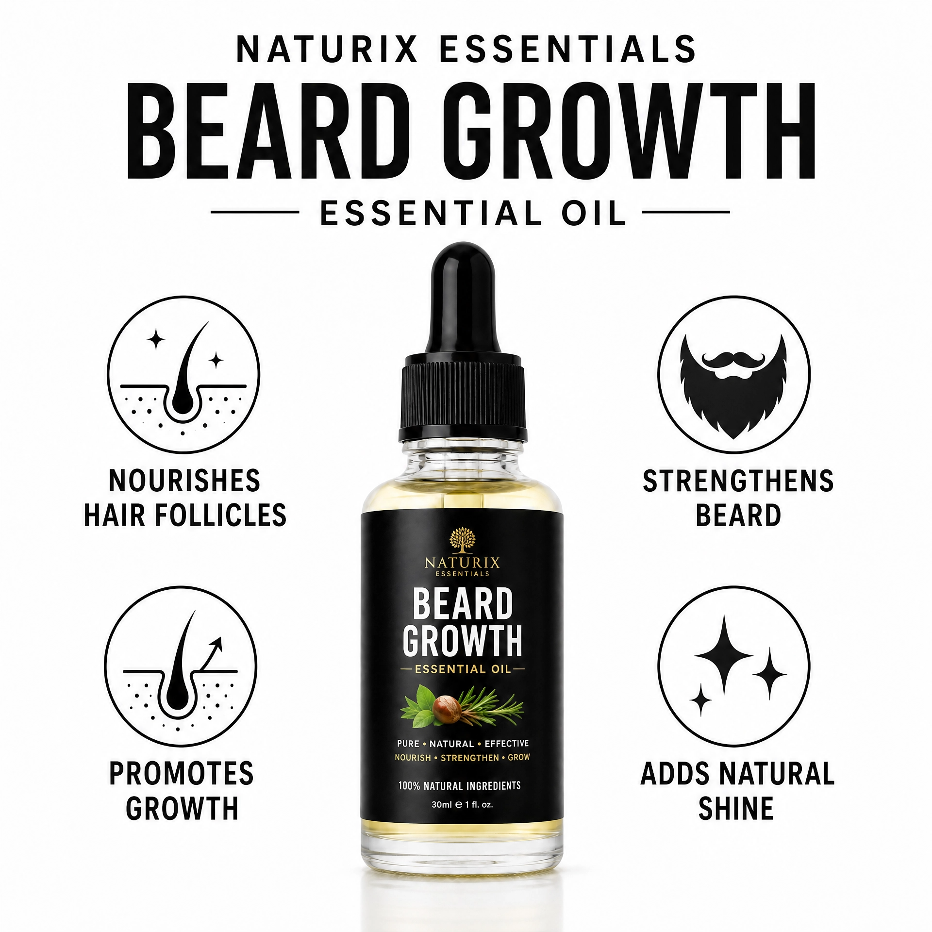 Beard Growth Magic Oil – Fuller & Thicker Looking Beard