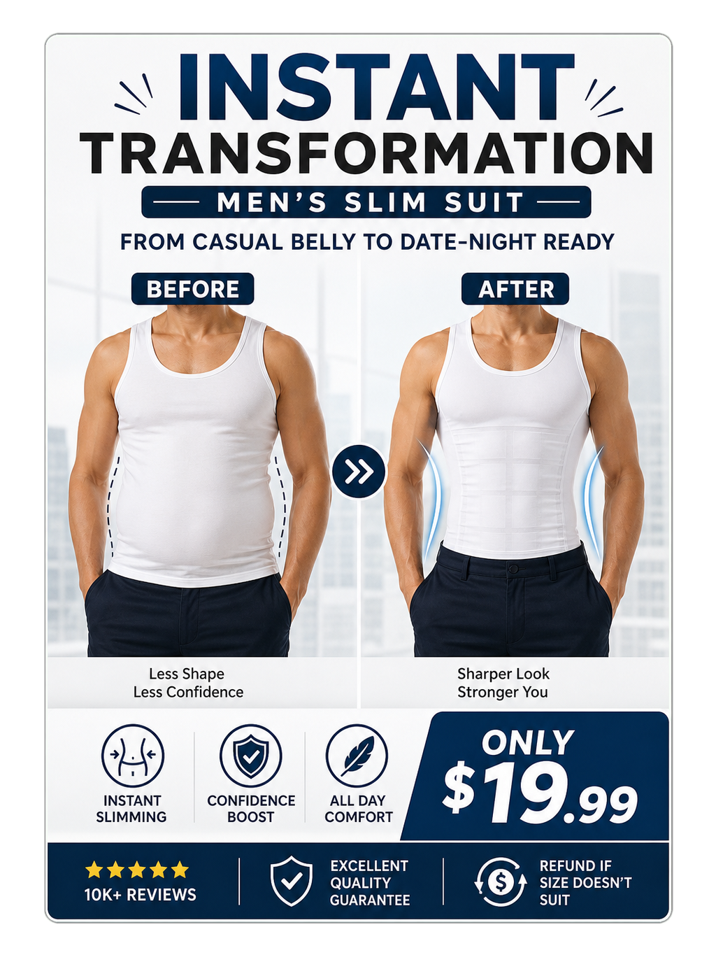 SlimFit Body Shaper for Men – Instant Shape + Posture Support