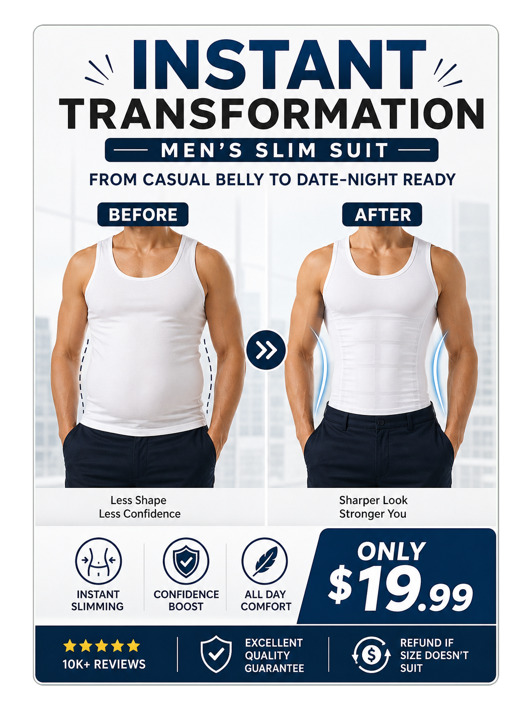 SlimFit Body Shaper for Men – Instant Shape + Posture Support