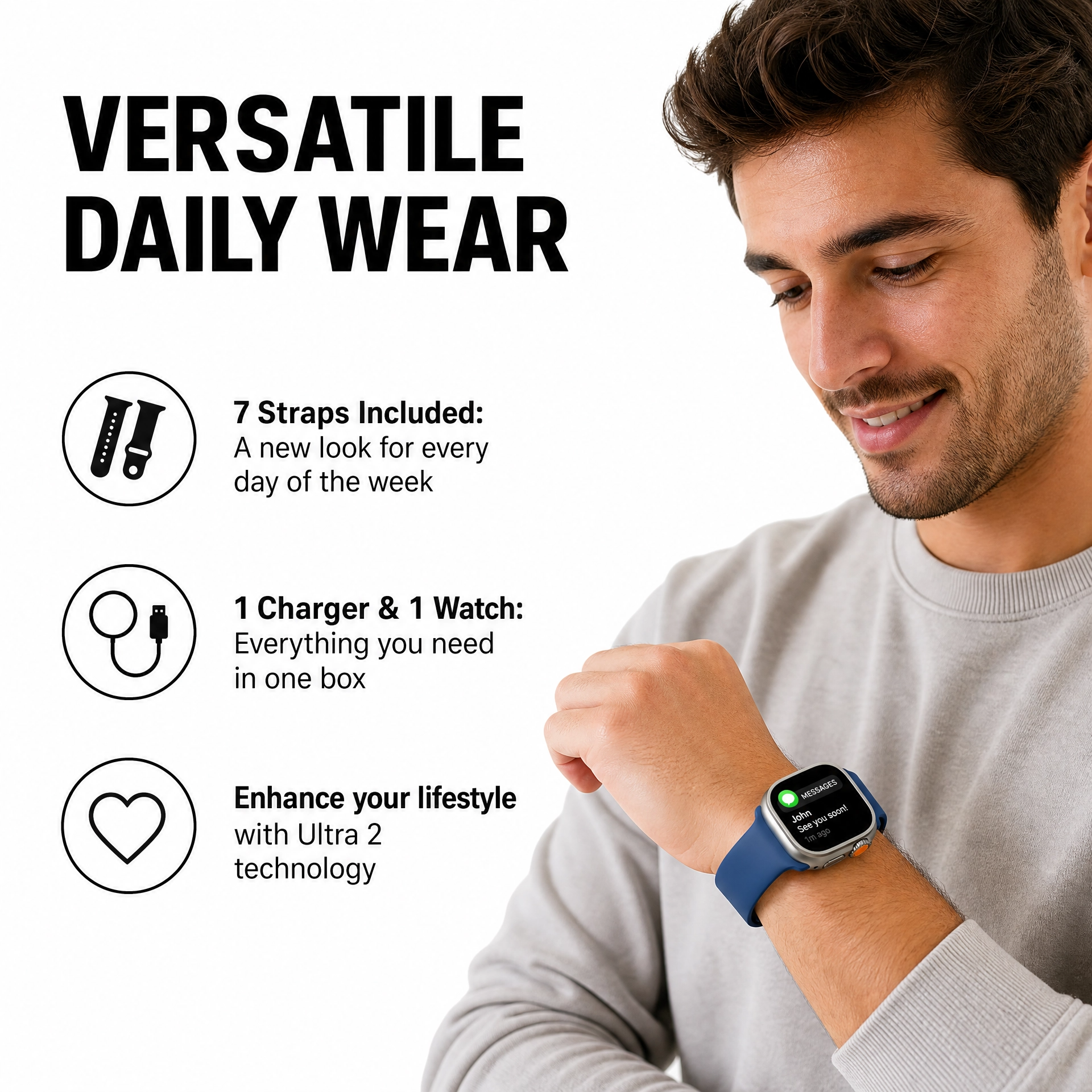 ULTRA 2 SMART WATCH + 7 FREE BANDS
