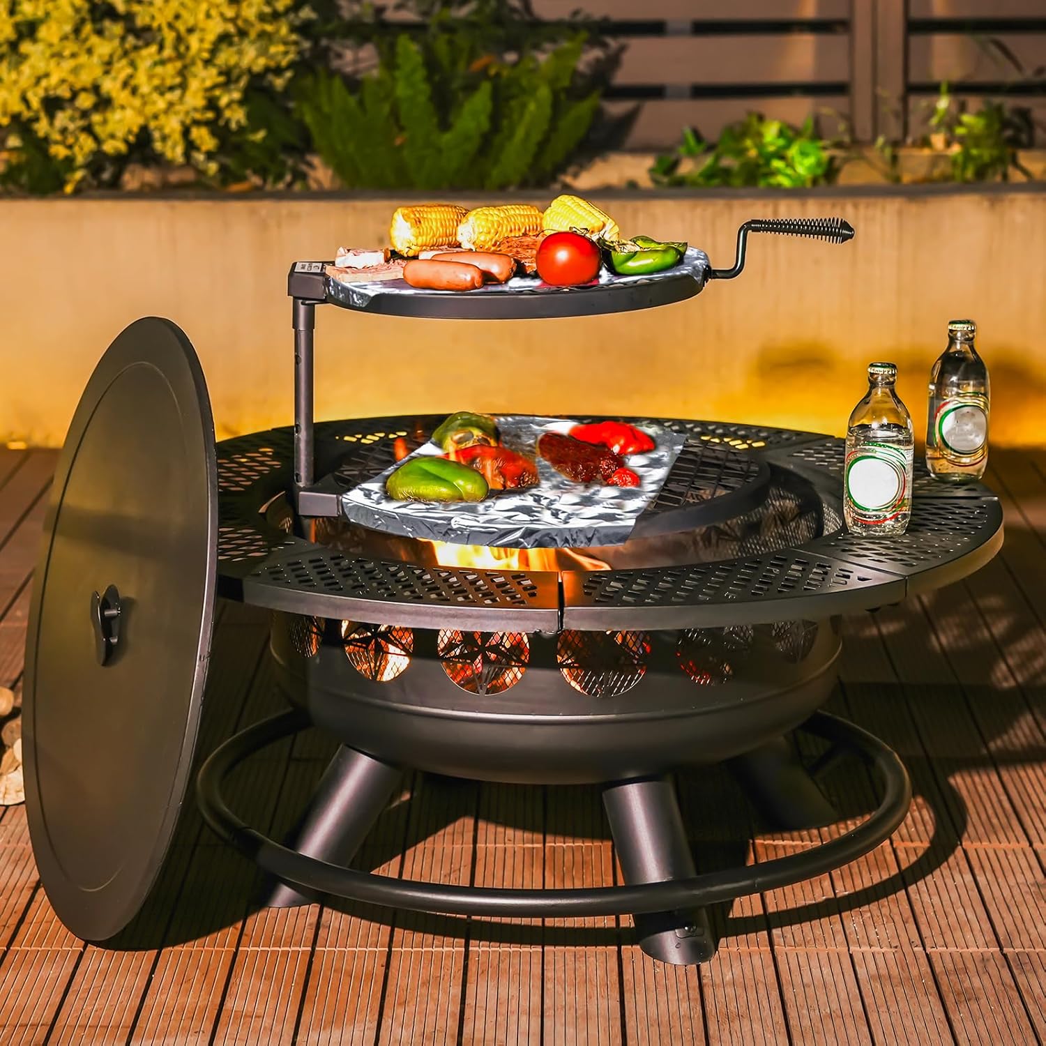 Fire Pit with 2 Cooking Grills